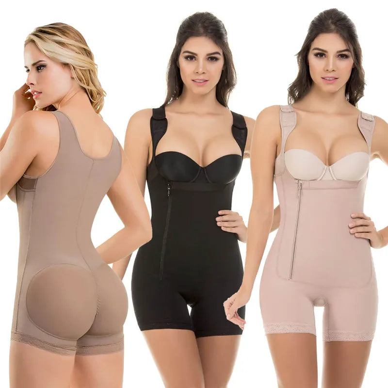 Zip Waist Lace Slimming Shaper Bodysuit