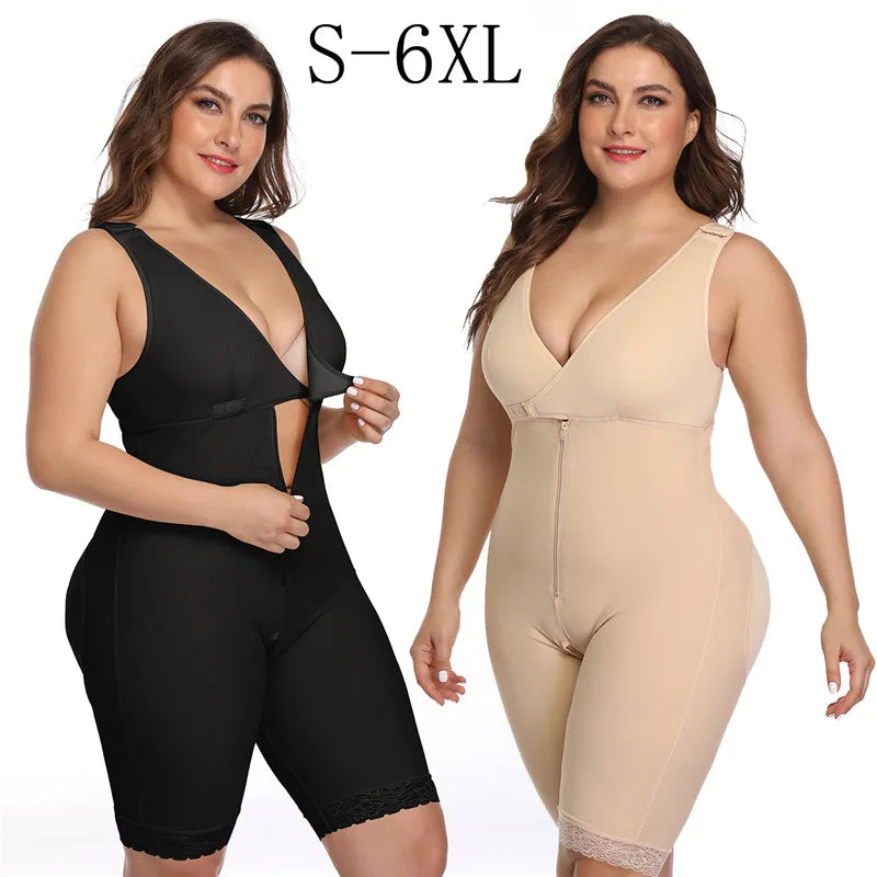 Zip Waist Lace Slimming Shaper Bodysuit