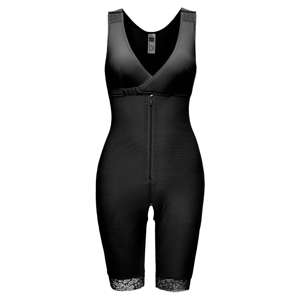 Zip Waist Lace Slimming Shaper Bodysuit