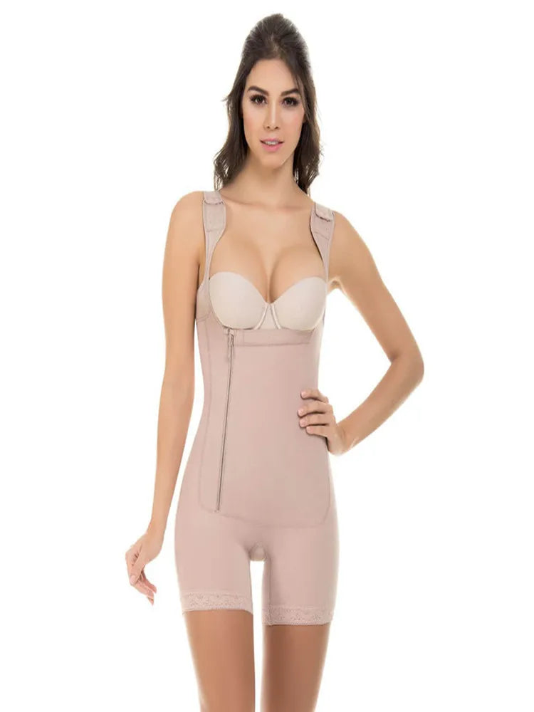 Zip Waist Lace Slimming Shaper Bodysuit