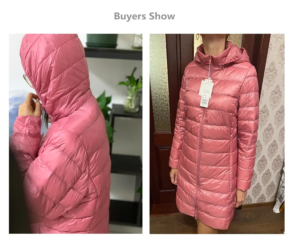 Ultra Lightweight Packable Long Puffer Jacket
