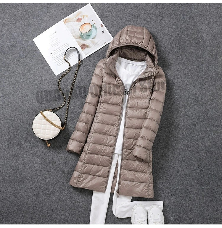 Ultra Lightweight Packable Long Puffer Jacket