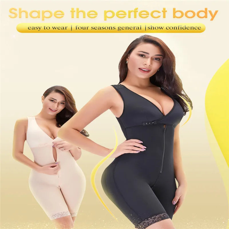 Zip Waist Lace Slimming Shaper Bodysuit