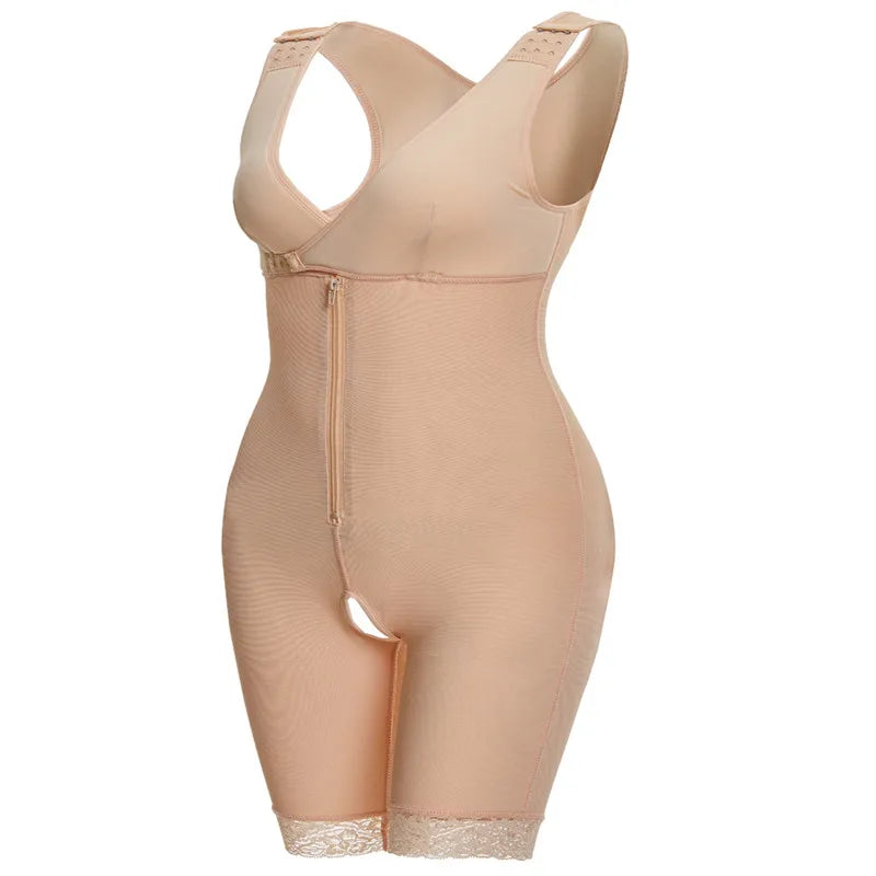 Zip Waist Lace Slimming Shaper Bodysuit