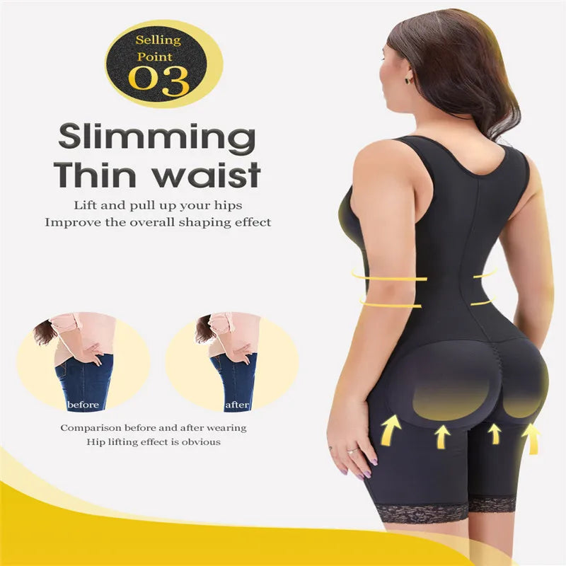Zip Waist Lace Slimming Shaper Bodysuit