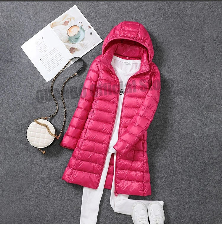 Ultra Lightweight Packable Long Puffer Jacket