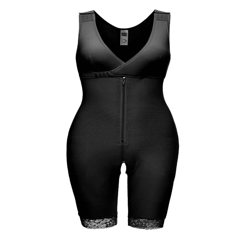 Zip Waist Lace Slimming Shaper Bodysuit