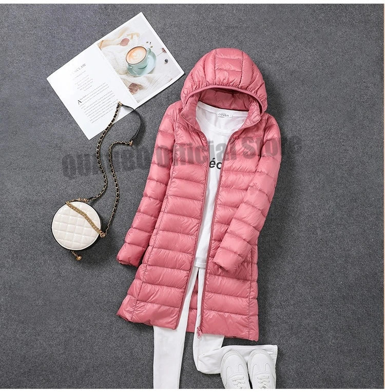 Ultra Lightweight Packable Long Puffer Jacket