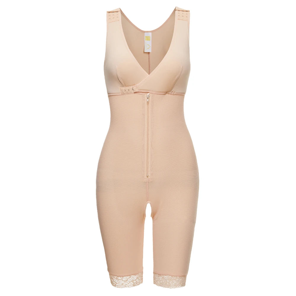 Zip Waist Lace Slimming Shaper Bodysuit