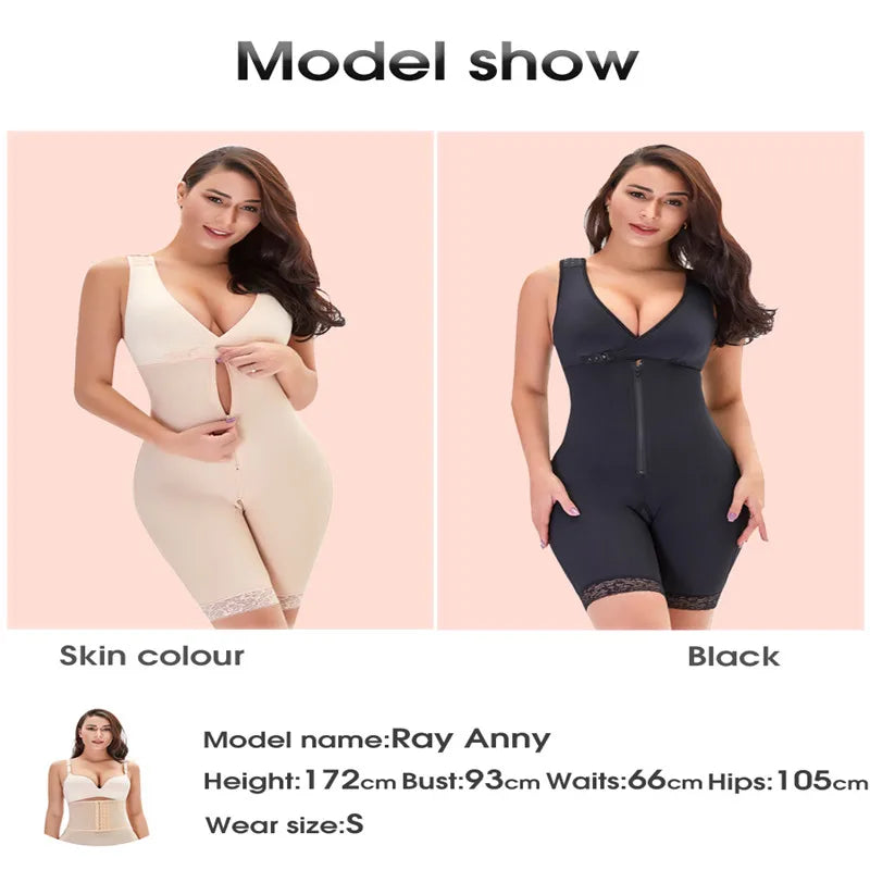 Zip Waist Lace Slimming Shaper Bodysuit