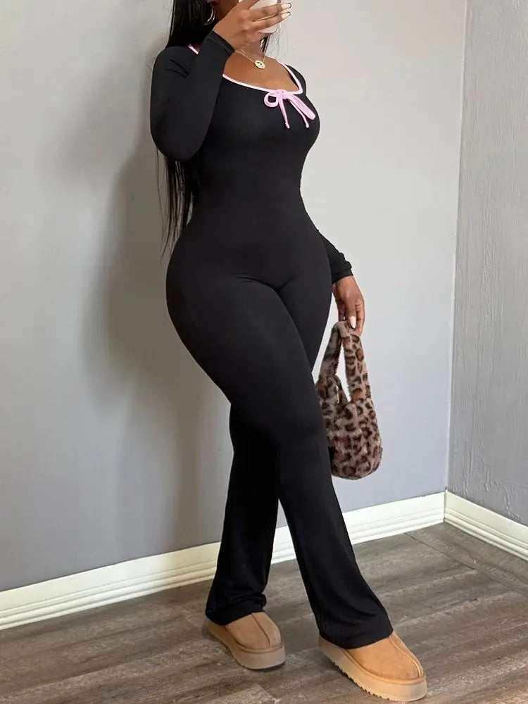 U Neck Skinny Sheath Long Jumpsuit