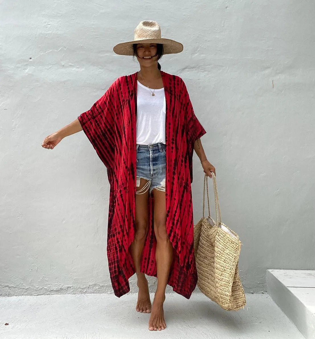 Summer Vintage Printed Belted Cover Ups