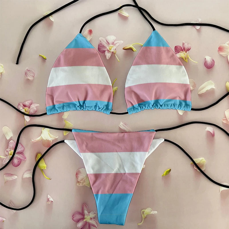 Sexy Women`s Rainbow Printed Bikini