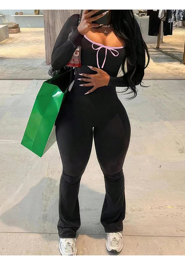 U Neck Skinny Sheath Long Jumpsuit