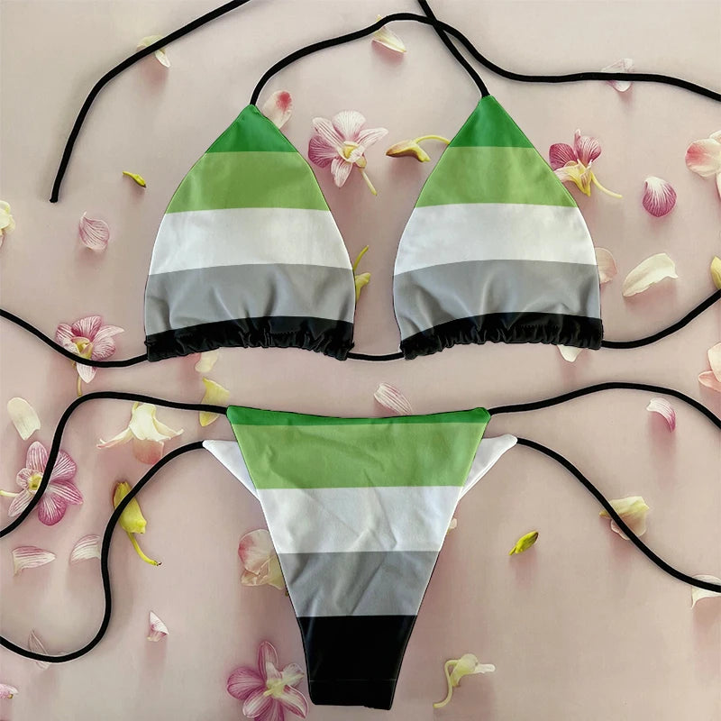Sexy Women`s Rainbow Printed Bikini