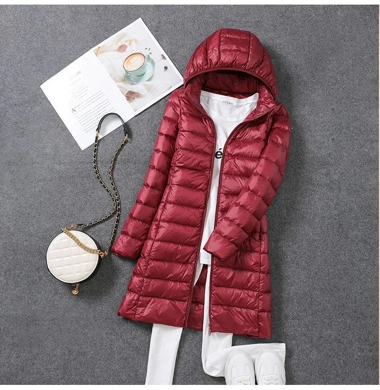 Ultra Lightweight Packable Long Puffer Jacket