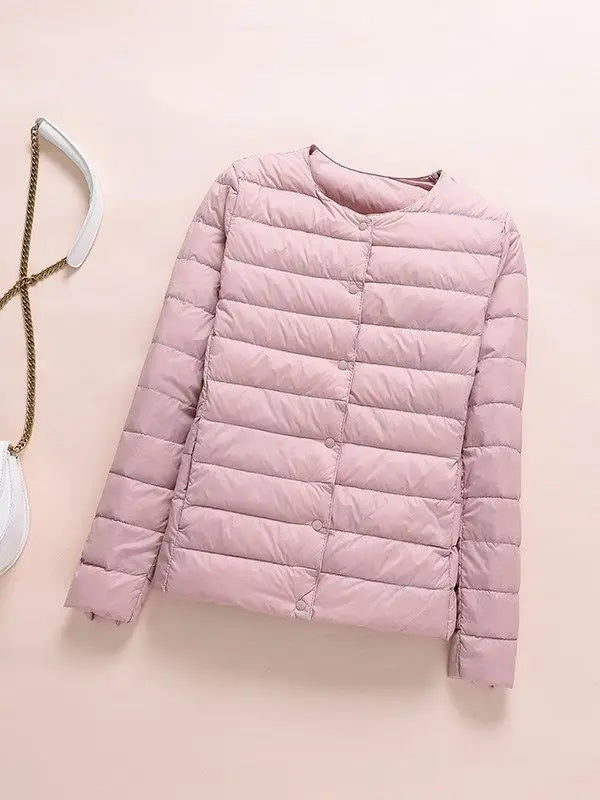Winter Women Collarless Duck Down Puffer Jackets