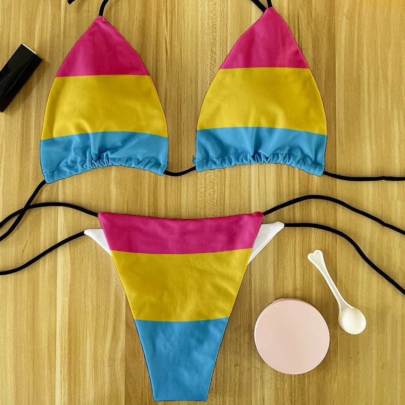 Sexy Women`s Rainbow Printed Bikini