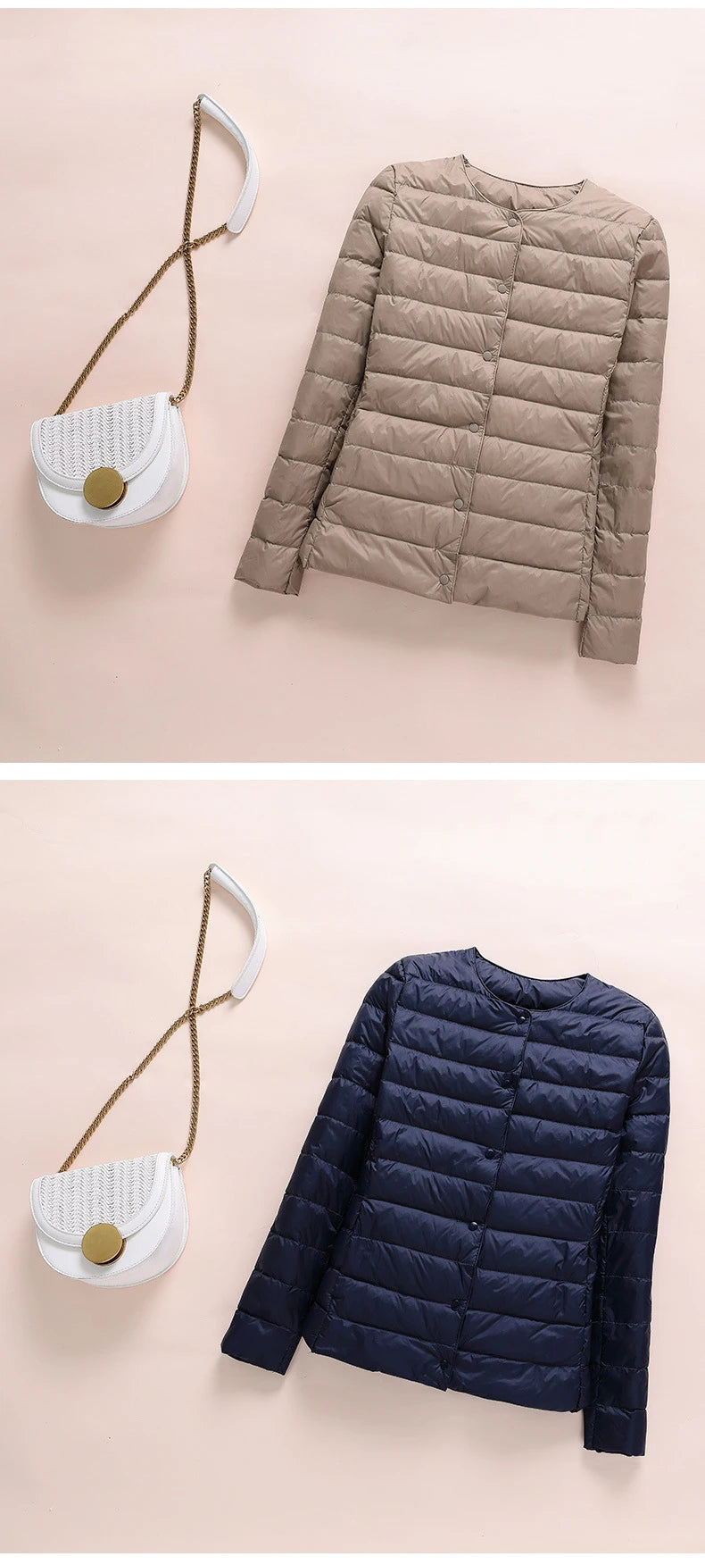 Winter Women Collarless Duck Down Puffer Jackets