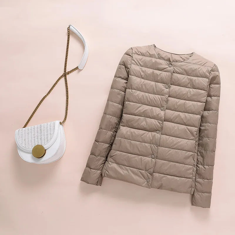 Winter Women Collarless Duck Down Puffer Jackets