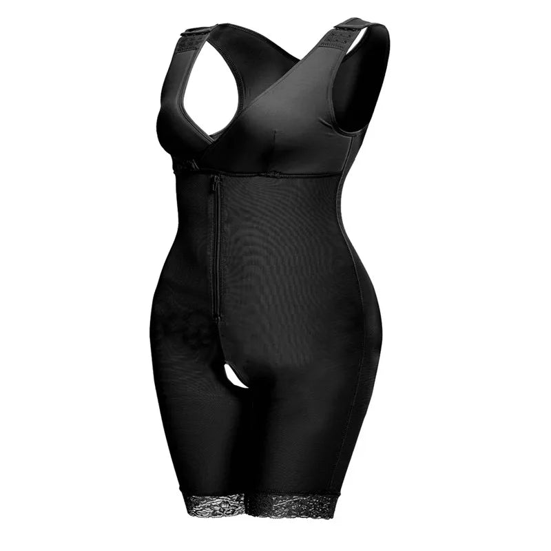 Zip Waist Lace Slimming Shaper Bodysuit