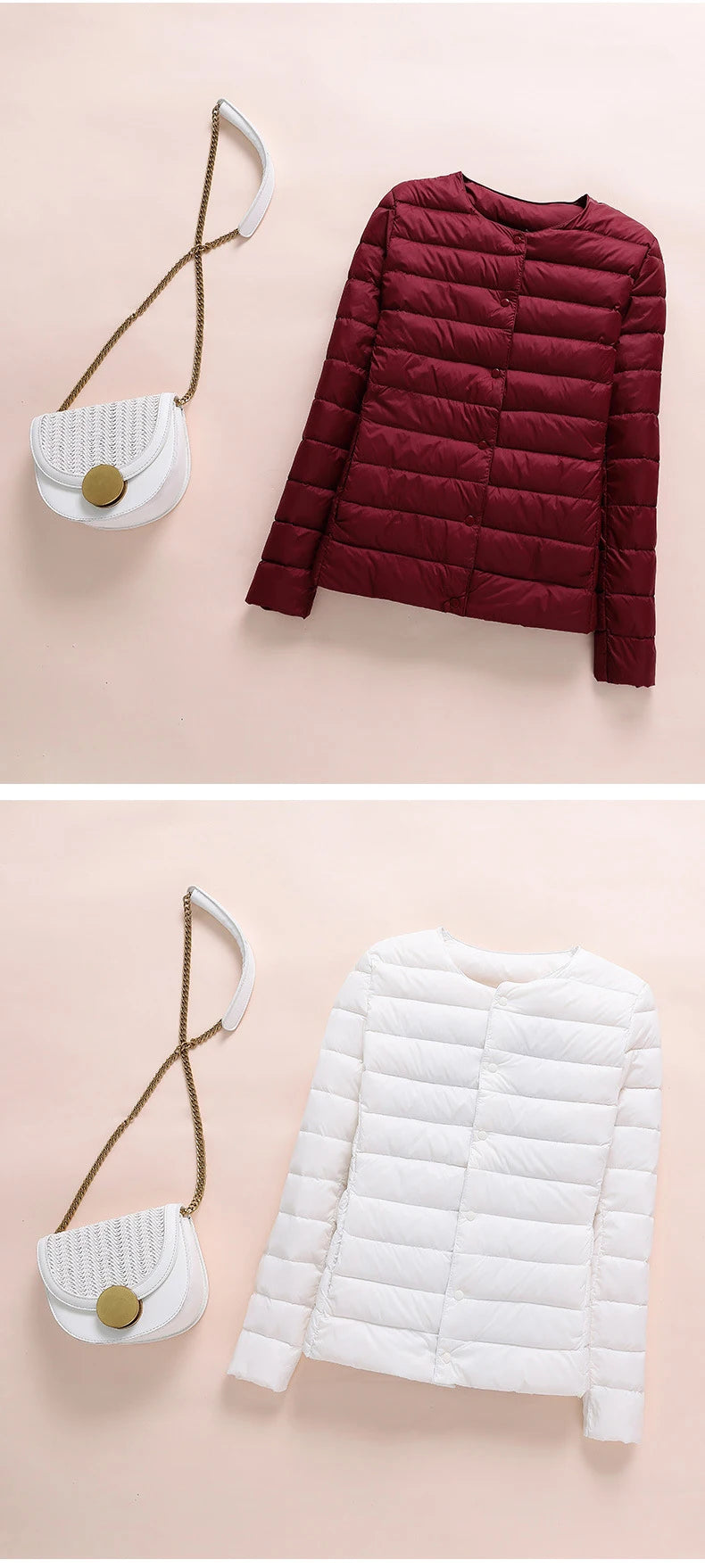 Winter Women Collarless Duck Down Puffer Jackets