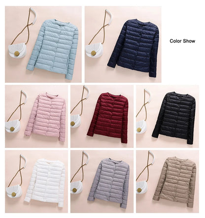 Winter Women Collarless Duck Down Puffer Jackets