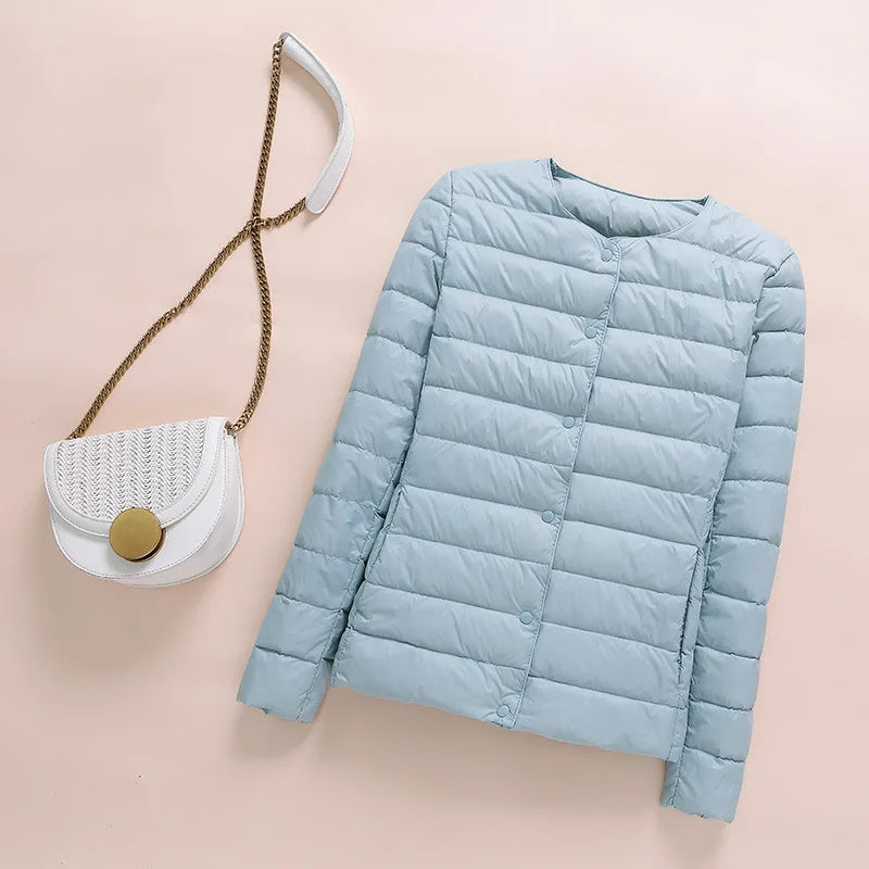 Winter Women Collarless Duck Down Puffer Jackets