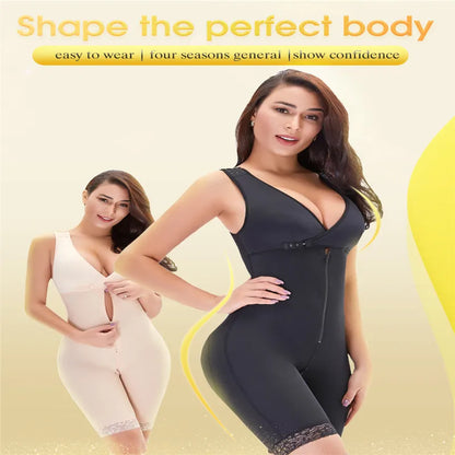 Zip Waist Lace Slimming Shaper Bodysuit