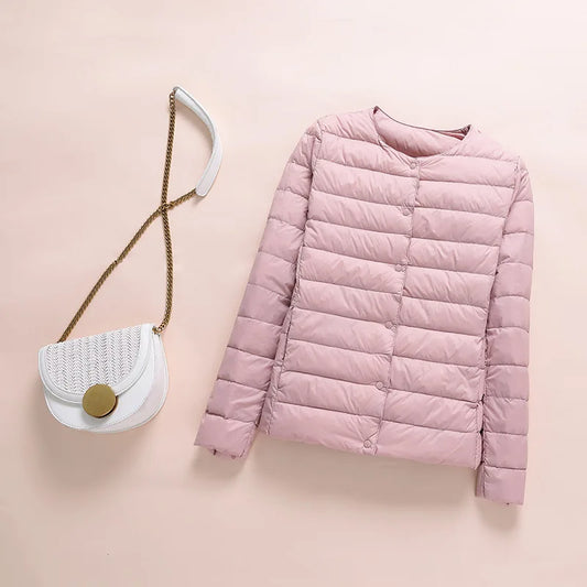 Winter Women Collarless Duck Down Puffer Jackets