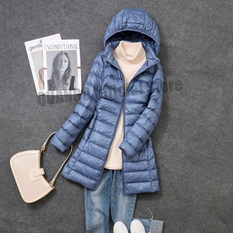 Ultra Lightweight Packable Long Puffer Jacket