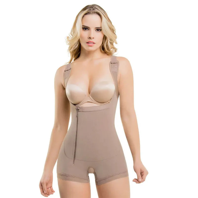 Zip Waist Lace Slimming Shaper Bodysuit