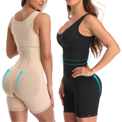 Zip Waist Lace Slimming Shaper Bodysuit