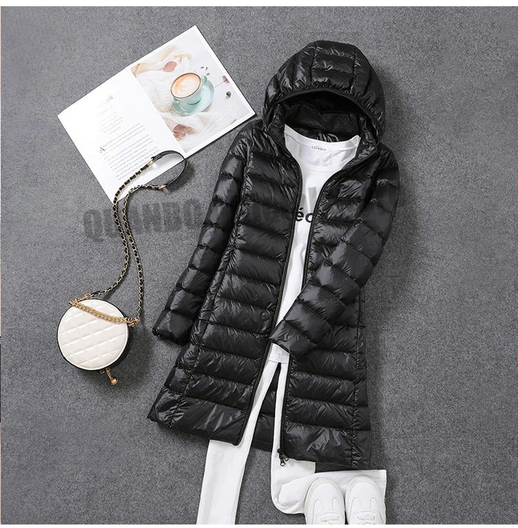 Ultra Lightweight Packable Long Puffer Jacket