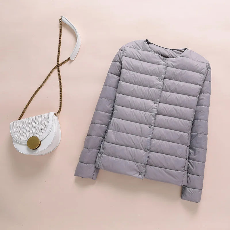 Winter Women Collarless Duck Down Puffer Jackets