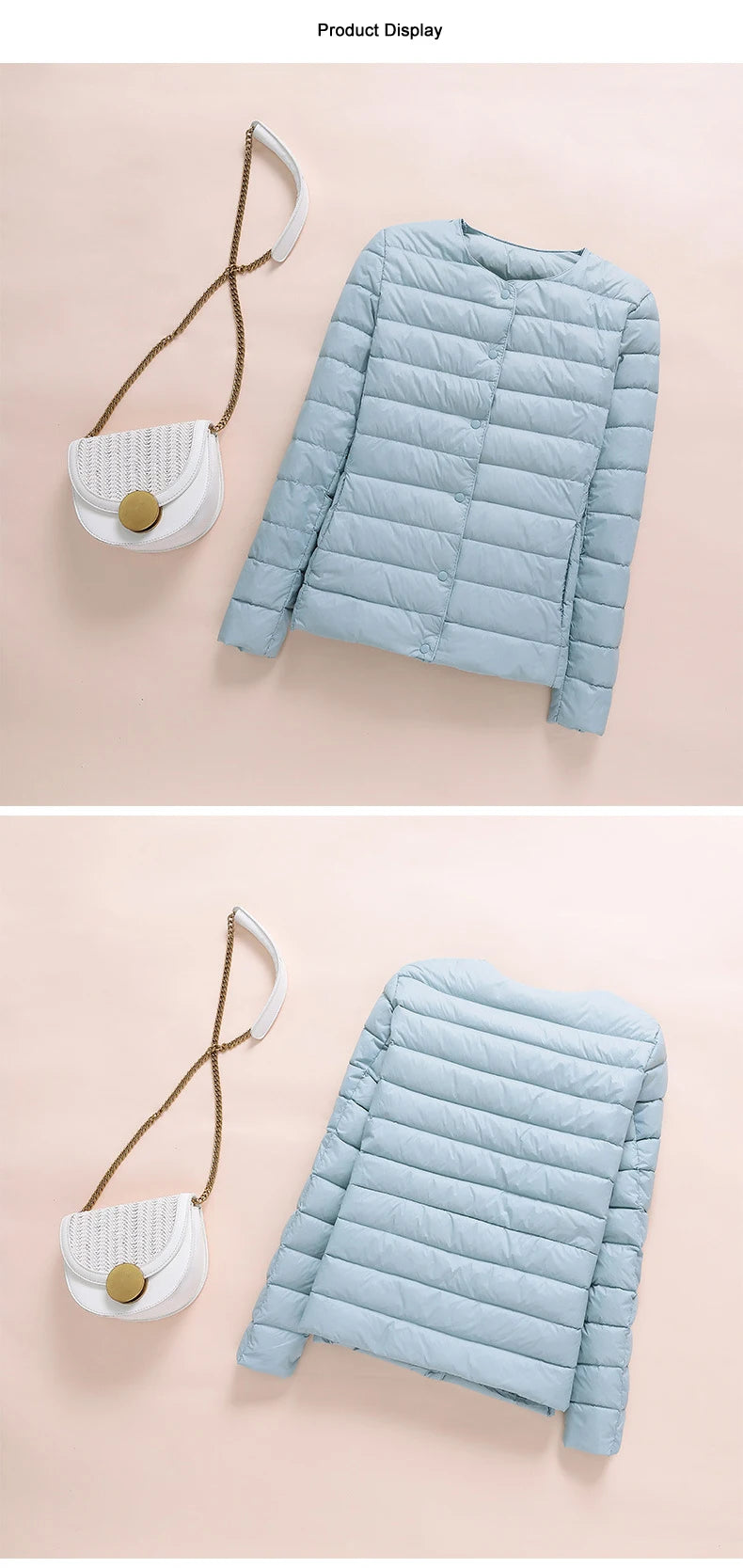Winter Women Collarless Duck Down Puffer Jackets