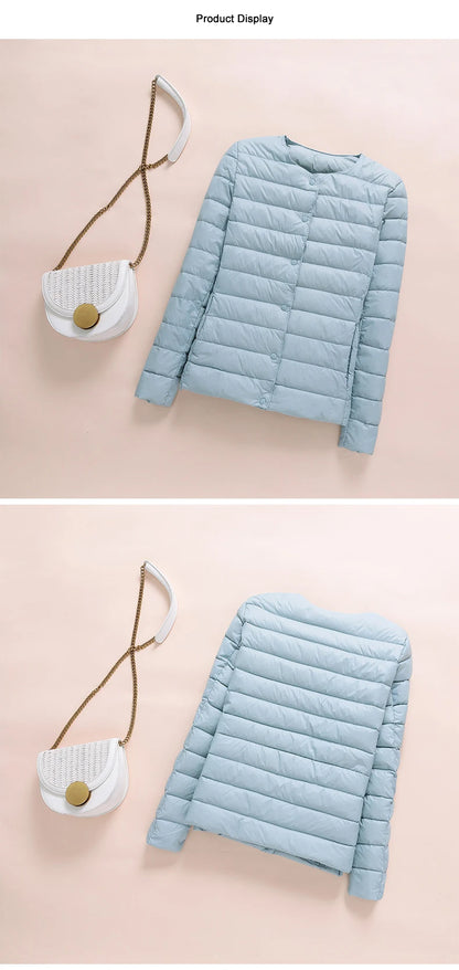 Winter Women Collarless Duck Down Puffer Jackets