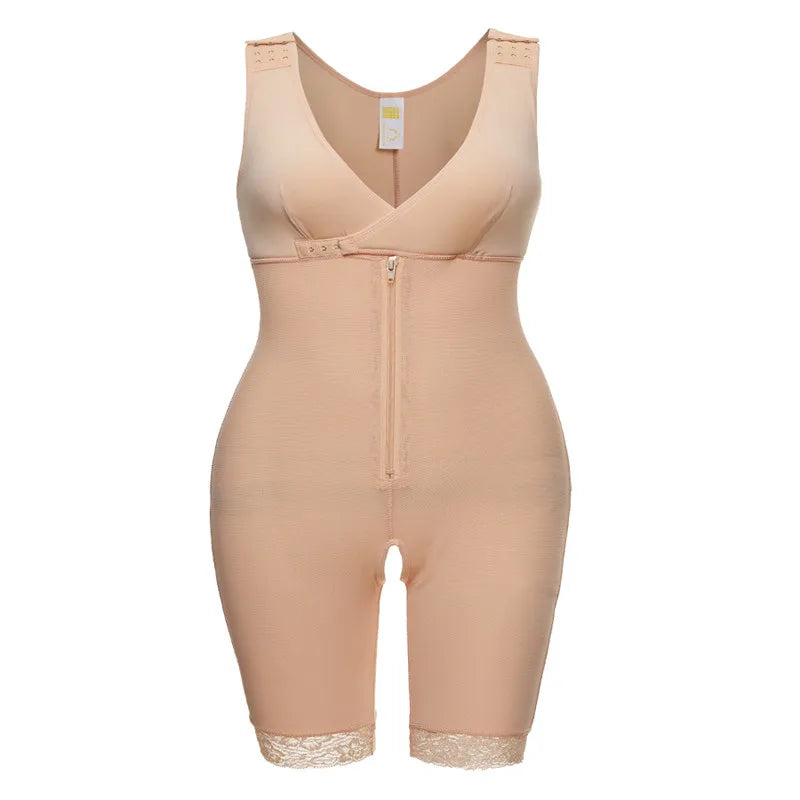 Zip Waist Lace Slimming Shaper Bodysuit