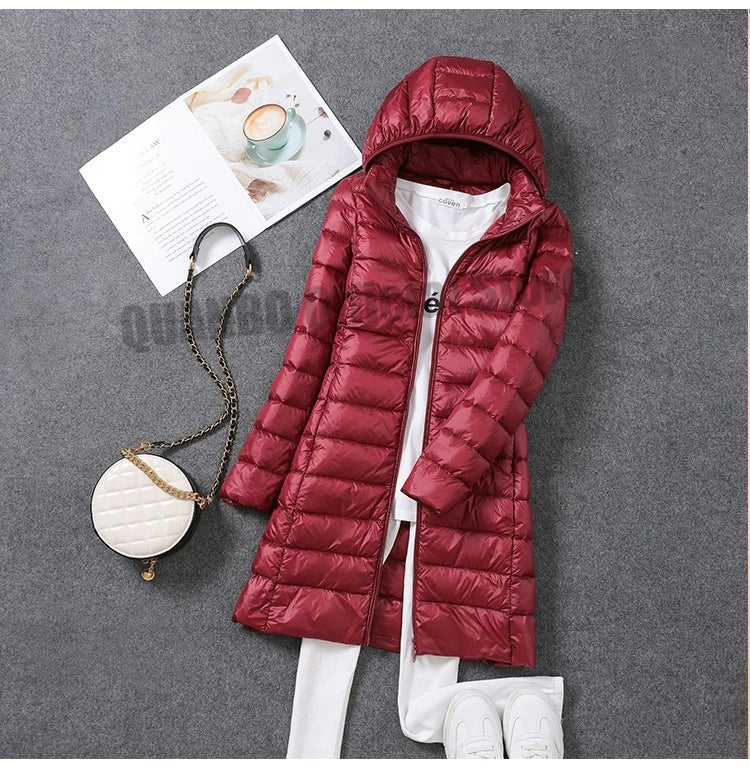 Ultra Lightweight Packable Long Puffer Jacket