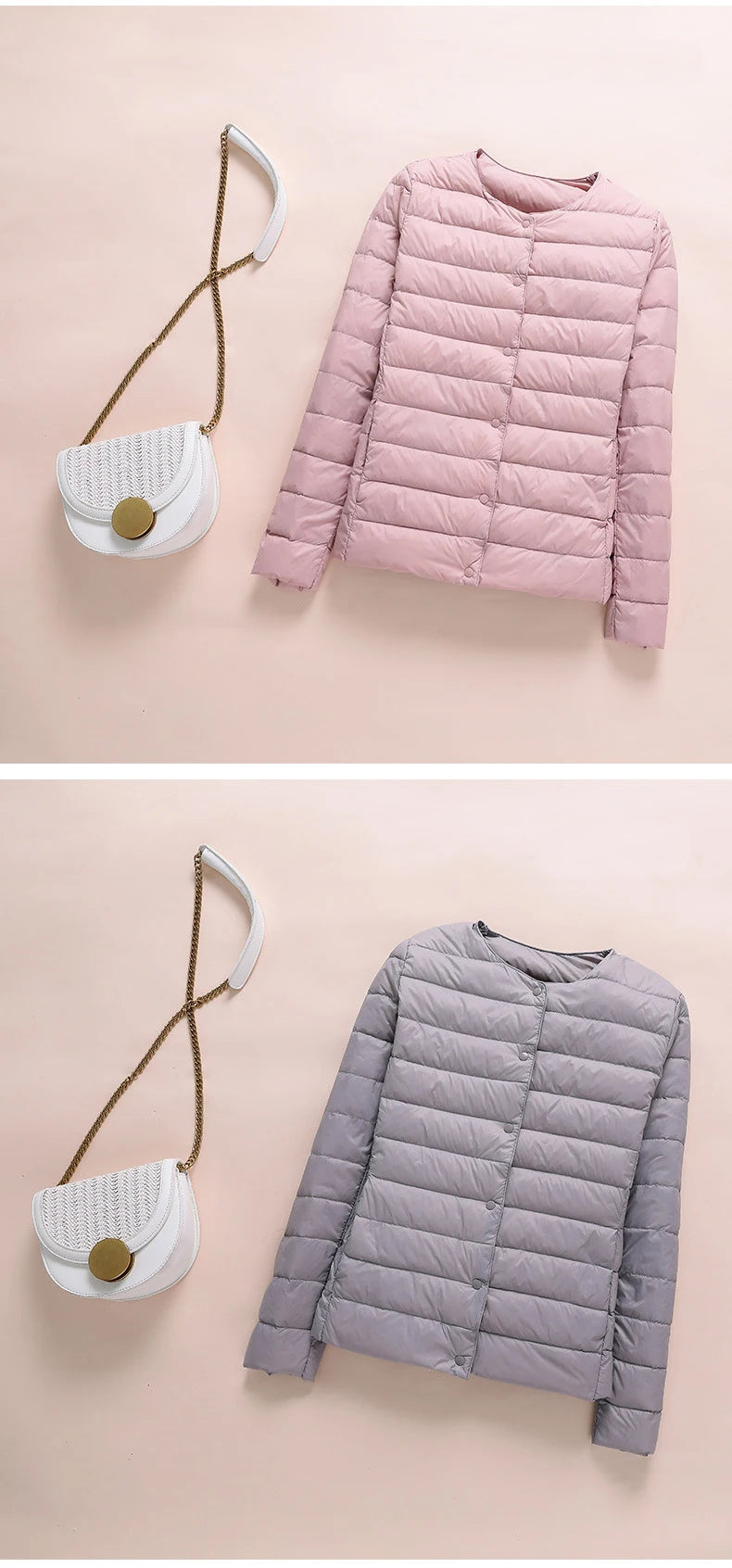 Winter Women Collarless Duck Down Puffer Jackets