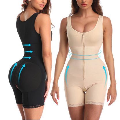 Zip Waist Lace Slimming Shaper Bodysuit