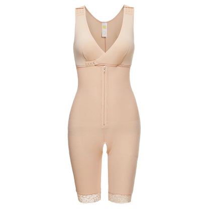 Zip Waist Lace Slimming Shaper Bodysuit