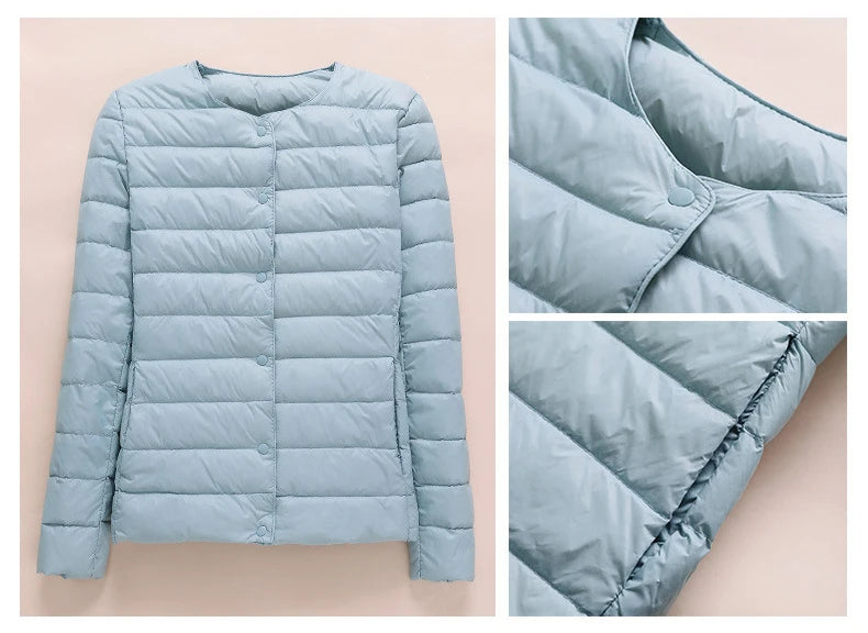 Winter Women Collarless Duck Down Puffer Jackets