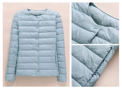 Winter Women Collarless Duck Down Puffer Jackets