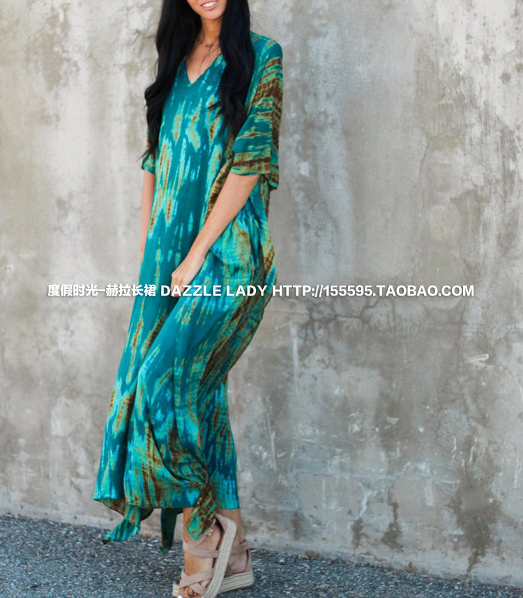 2025 New Arrival Dali Tie-Dye Cover-Ups Dress