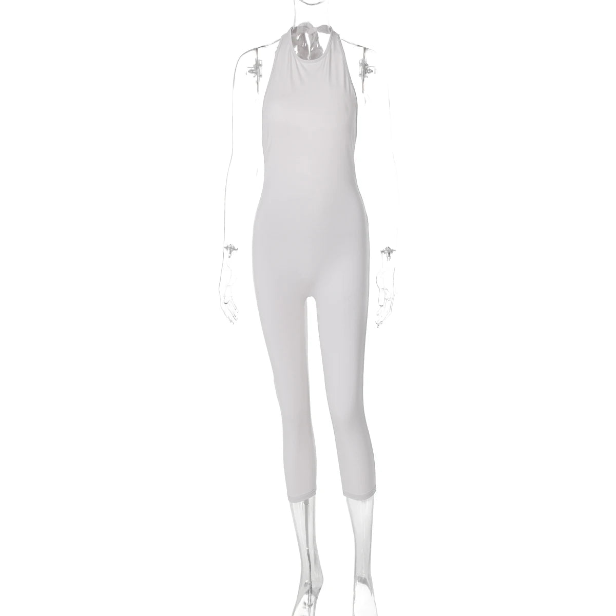 Sleeveless Halter Backless Lace Up Jumpsuit