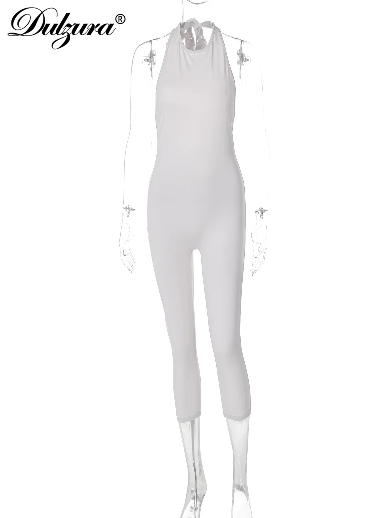 Sleeveless Halter Backless Lace Up Jumpsuit