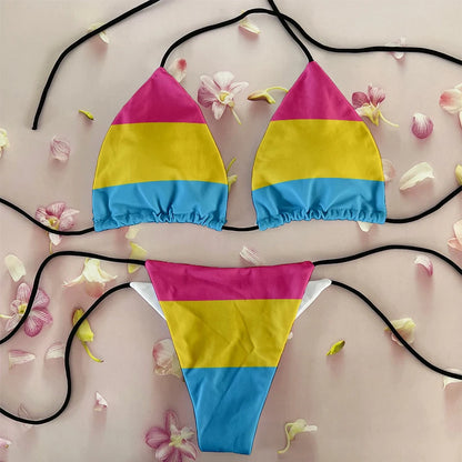 Sexy Women`s Rainbow Printed Bikini