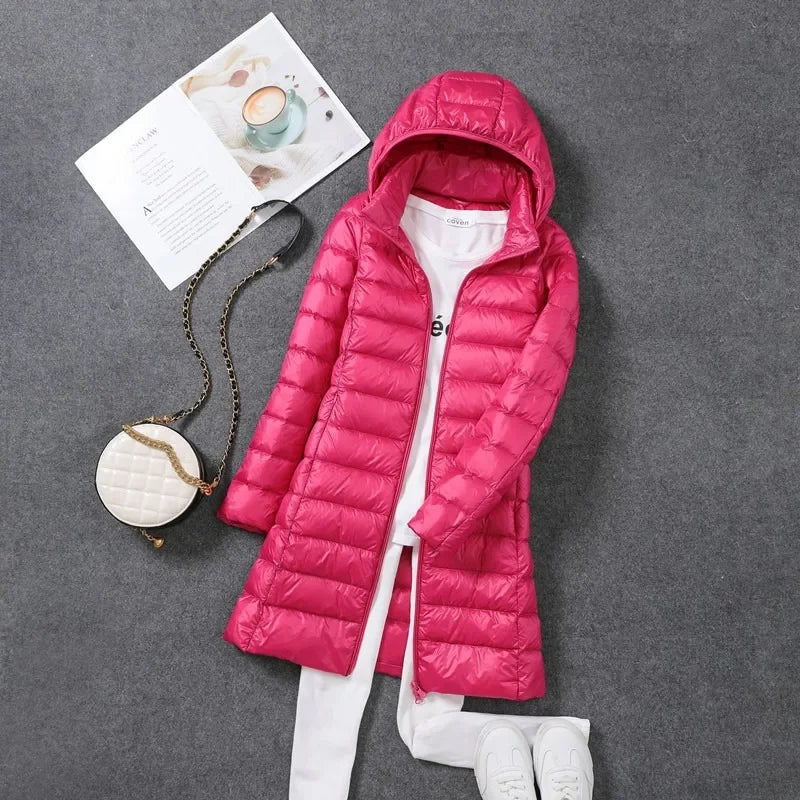 Ultra Lightweight Packable Long Puffer Jacket