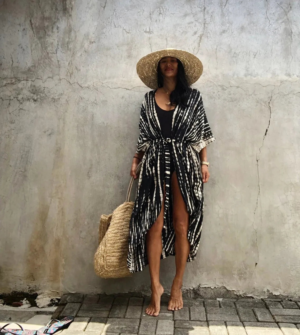 Summer Vintage Printed Belted Cover Ups